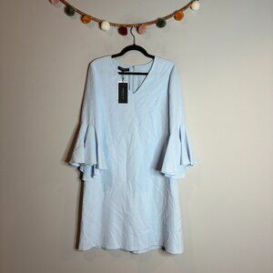 NWT Lafayette 148 New York chiffon bell sleeve shift dress in Seawater